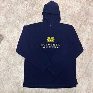 Savvy Michigan Wolverines Hoodie Men's XL Navy Blue Fleece Pullover